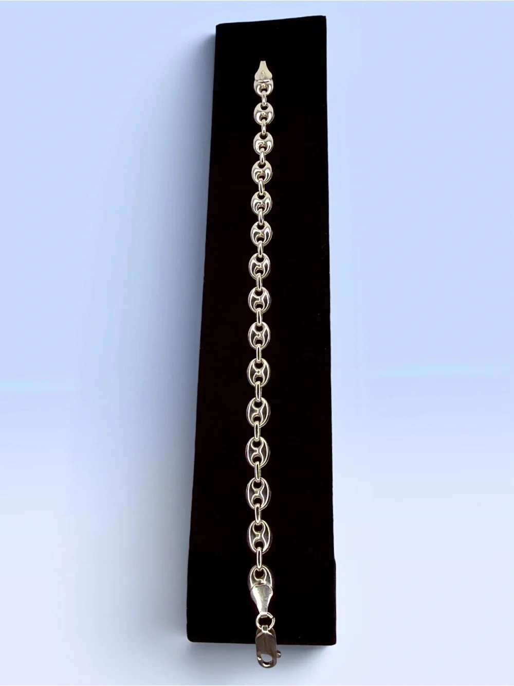 Vintage GLO Italian 925 Sterling Silver Puffed Mariner Link Bracelet
